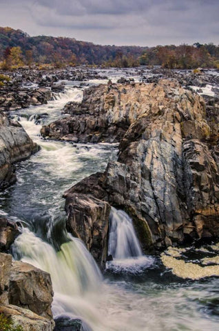 Virginia, Great Falls Rapids on Potomac River Black Ornate Wood Framed Art Print with Double Matting by OBrien, Jay