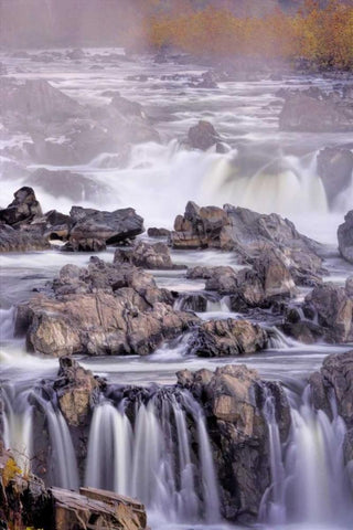 Virginia, McLean Stream in Great Falls SP White Modern Wood Framed Art Print with Double Matting by OBrien, Jay