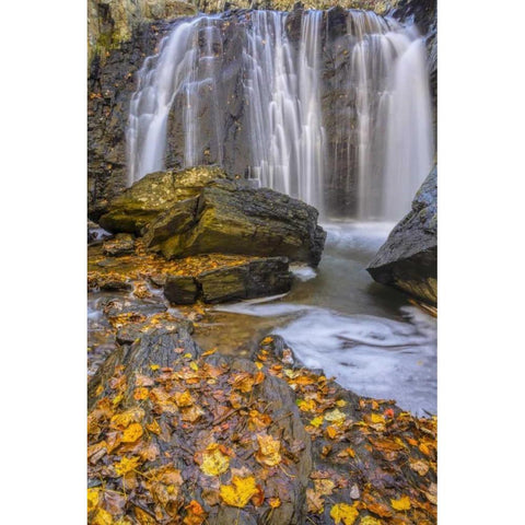 Virginia, McLean Waterfall in Great Falls SP White Modern Wood Framed Art Print by OBrien, Jay