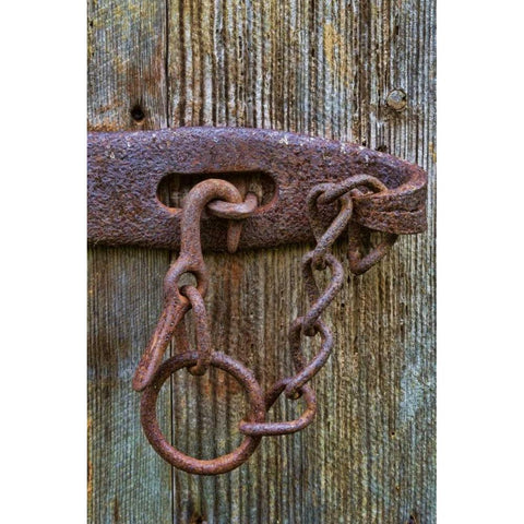 VA, Roanoke, Explore Park Rusty barn door lock Black Modern Wood Framed Art Print by Paulson, Don