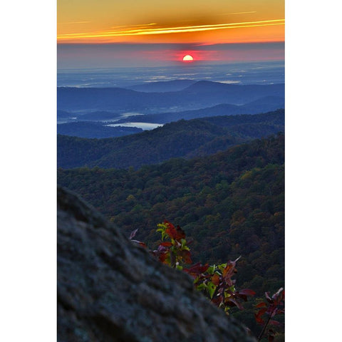 USA-Virginia-Shenandoah National Park-Sunrise along Skyline Drive in the Fall Black Modern Wood Framed Art Print with Double Matting by Looney, Hollice