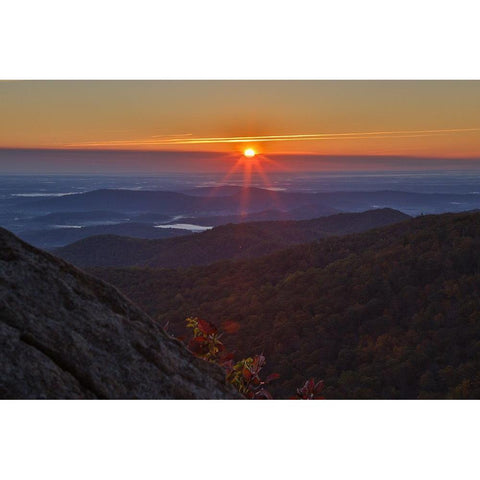 USA-Virginia-Shenandoah National Park-Sunrise along Skyline Drive in the Fall Black Modern Wood Framed Art Print by Looney, Hollice