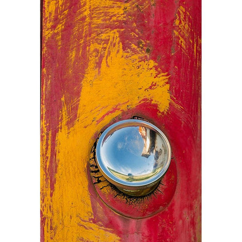 Gas cap on old abandoned truck-Palouse region of eastern Washington State Black Modern Wood Framed Art Print with Double Matting by Jones, Adam