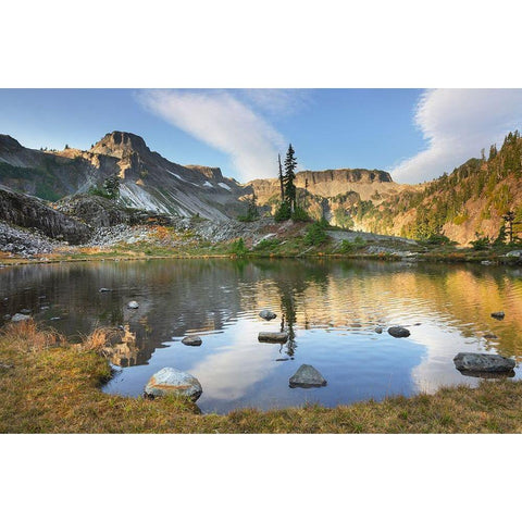 Heather Meadows in autumn Table Mountain is in the distance  Black Modern Wood Framed Art Print with Double Matting by Majchrowicz, Alan