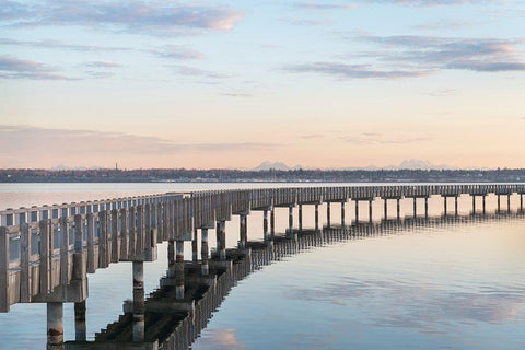 Boulevard Park Boardwalk-Taylor Dock on Bellingham Bay-Bellingham-Washington State White Modern Wood Framed Art Print with Double Matting by Majchrowicz, Alan