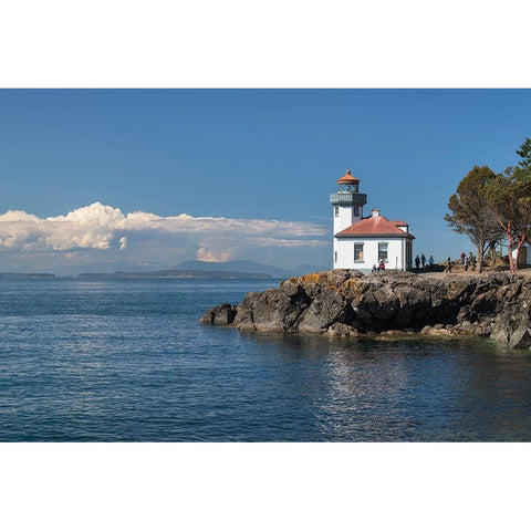 Lime Kiln Lighthouse-Lime Kiln Point State Park-San Juan Island-Washington State White Modern Wood Framed Art Print by Majchrowicz, Alan