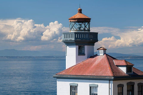 Lime Kiln Lighthouse-Lime Kiln Point State Park-San Juan Island-Washington State White Modern Wood Framed Art Print with Double Matting by Majchrowicz, Alan