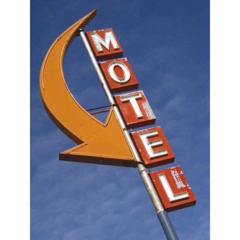 Washington, Cle Elum Detail of plain motel sign White Modern Wood Framed Art Print by Ross, Nancy ,  Steve