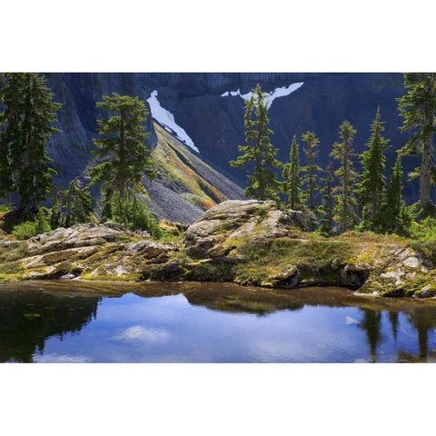 WA, Mount Baker Wilderness, A mountain tarn Black Modern Wood Framed Art Print by Paulson, Don