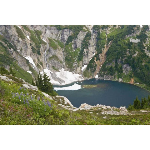Washington , Cascade Pass View of Doubtful Lake Black Modern Wood Framed Art Print by Paulson, Don