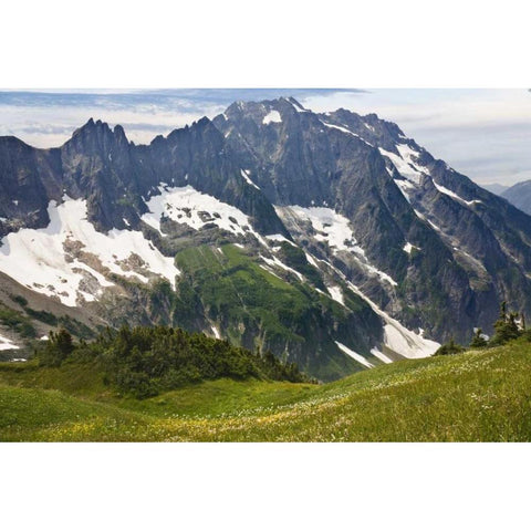 Washington , Cascade Pass Mountain landscape Black Modern Wood Framed Art Print by Paulson, Don