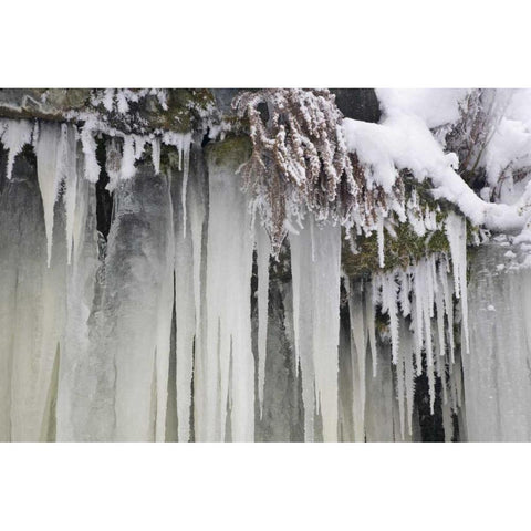 Washington, Leavenworth Icicles and snow Black Modern Wood Framed Art Print by Paulson, Don