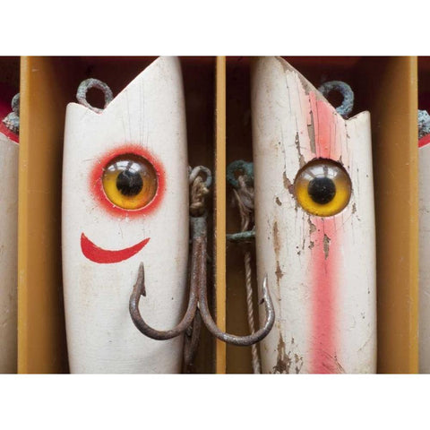 Washington, Seabeck Vintage fishing lures Black Modern Wood Framed Art Print by Paulson, Don