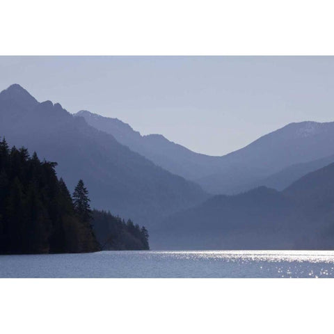 WA, Olympic NP Lake Crescent and Mount Stormking Black Modern Wood Framed Art Print by Paulson, Don