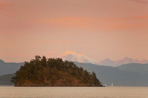 WA, San Juans, Cypress Island Two sailboats White Modern Wood Framed Art Print with Double Matting by Lord, Fred