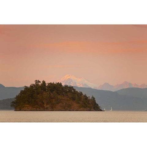 WA, San Juans, Cypress Island Two sailboats Black Modern Wood Framed Art Print with Double Matting by Lord, Fred
