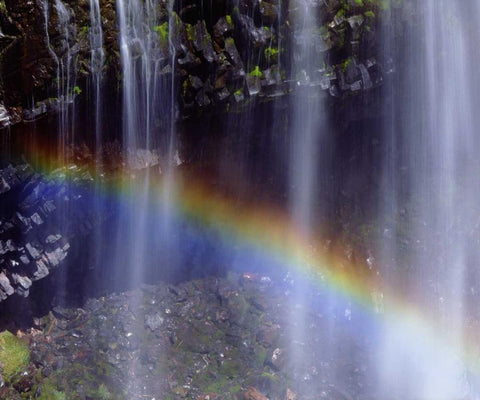 WA, Mount Rainer NP Rainbow at a waterfall White Modern Wood Framed Art Print with Double Matting by Talbot Frank, Christopher