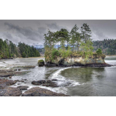 WA, Salt Creek Landscape of island in river White Modern Wood Framed Art Print by Shimlock, Jones