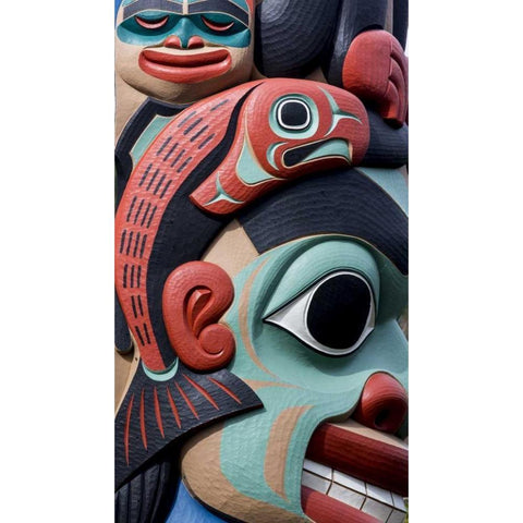 USA, Washington State, Jamestown Totem art PR Black Modern Wood Framed Art Print by Paulson, Don