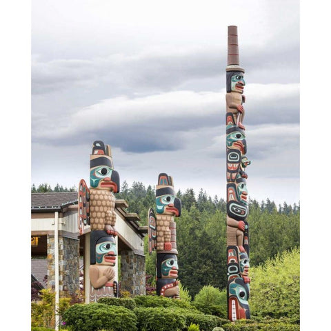 USA, Washington State, Jamestown Totem art PR Black Modern Wood Framed Art Print by Paulson, Don