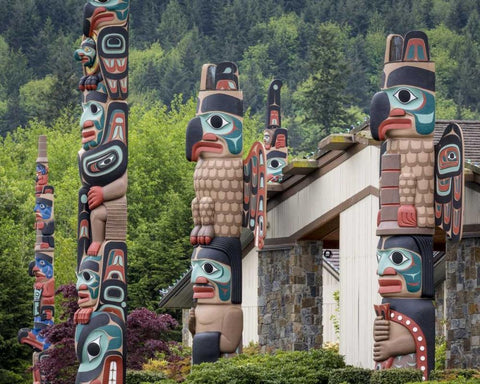 USA, Washington State, Jamestown Totem art PR White Modern Wood Framed Art Print with Double Matting by Paulson, Don