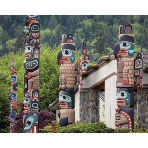 USA, Washington State, Jamestown Totem art PR Black Modern Wood Framed Art Print by Paulson, Don