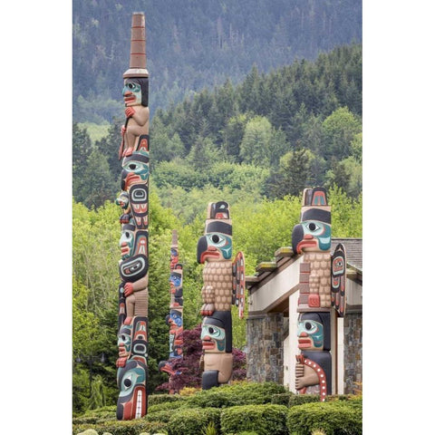USA, Washington State, Jamestown Totem art PR Black Modern Wood Framed Art Print by Paulson, Don