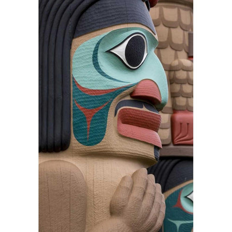 USA, Washington State, Jamestown Totem art PR White Modern Wood Framed Art Print by Paulson, Don
