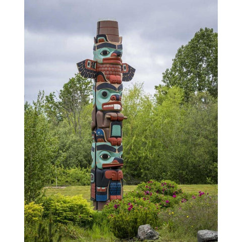 USA, Washington State, Jamestown Totem art PR Black Modern Wood Framed Art Print by Paulson, Don