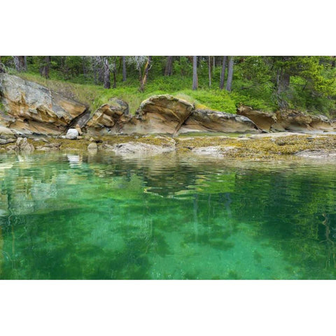 WA, San Juans Secluded bay on Sucia Island Black Modern Wood Framed Art Print with Double Matting by Paulson, Don