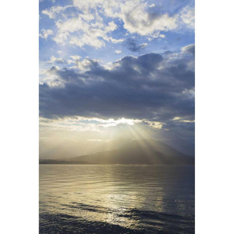 Washington, Seabeck God rays over Hood Canal Black Modern Wood Framed Art Print by Paulson, Don