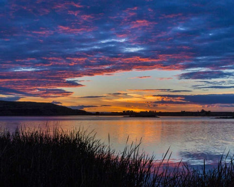 USA, Washington Sunset on Scooteney Reservoir White Modern Wood Framed Art Print with Double Matting by Paulson, Don