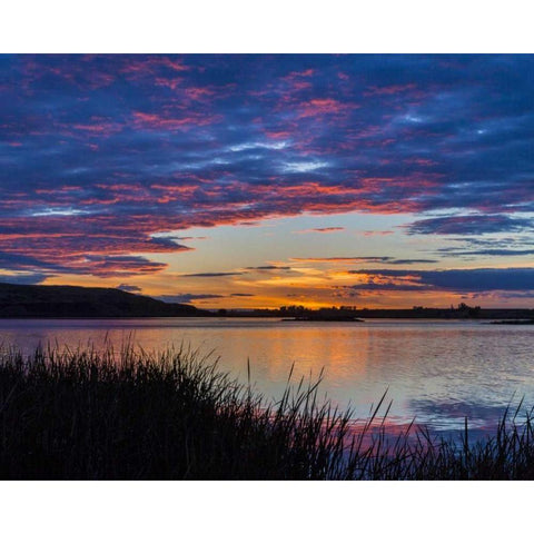 USA, Washington Sunset on Scooteney Reservoir Black Modern Wood Framed Art Print with Double Matting by Paulson, Don