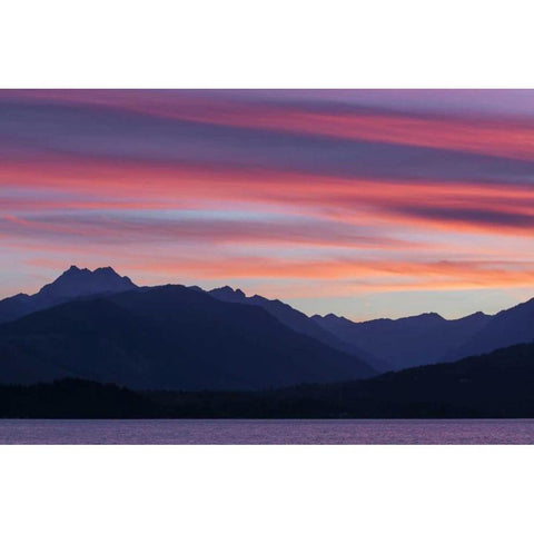 WA, Seabeck Olympic Mountains and Hood Canal Black Modern Wood Framed Art Print with Double Matting by Paulson, Don