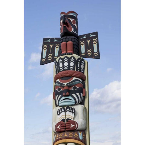 USA, Washington State, Jamestown Totem art PR White Modern Wood Framed Art Print by Paulson, Don