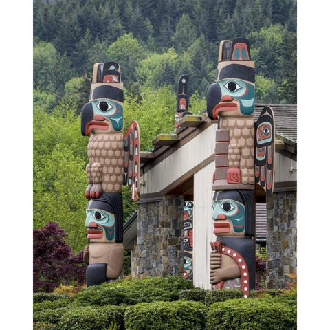 USA, Washington State, Jamestown Totem art PR Black Modern Wood Framed Art Print with Double Matting by Paulson, Don