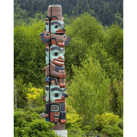 USA, Washington State, Jamestown Totem art PR White Modern Wood Framed Art Print by Paulson, Don