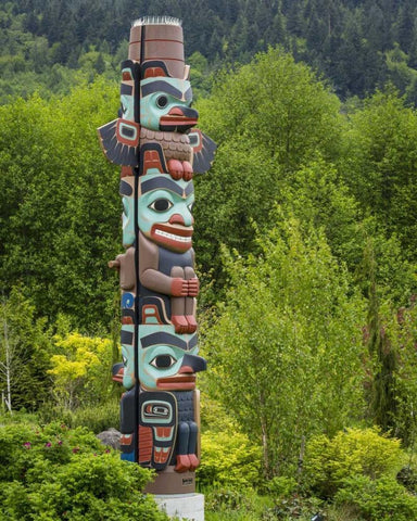 USA, Washington State, Jamestown Totem art PR White Modern Wood Framed Art Print with Double Matting by Paulson, Don