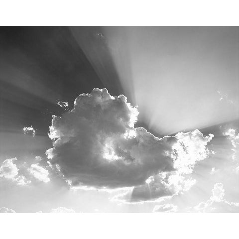 Washington God rays stream from behind cloud  Black Modern Wood Framed Art Print by Jaynes Gallery