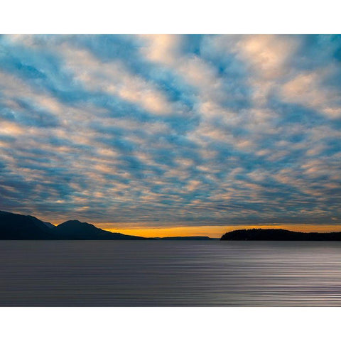 Washington-Seabeck Cloudy sunset on Hood Canal  Black Modern Wood Framed Art Print by Jaynes Gallery