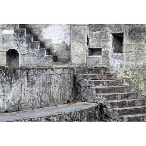 Washington State-Port Townsend Concrete steps and walls of fort  Black Modern Wood Framed Art Print by Jaynes Gallery