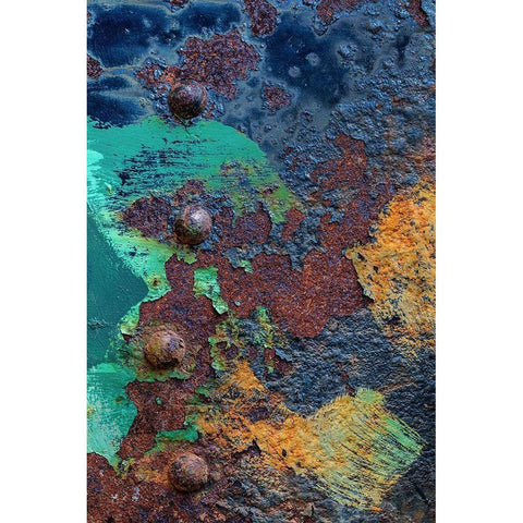 Washington State-Port Townsend-Fort Worden State Park Rusty metal of old metal boat  Black Modern Wood Framed Art Print by Jaynes Gallery