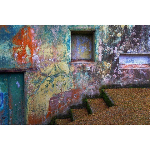 Washington State-Port Townsend-Fort Worden State Park Painted walls and stairway  Black Modern Wood Framed Art Print by Jaynes Gallery