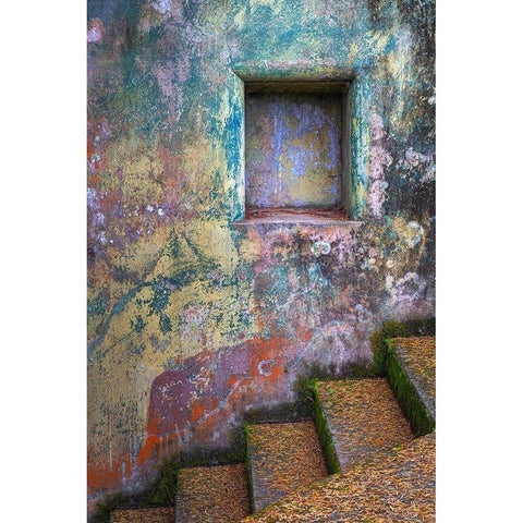 Washington State-Port Townsend-Fort Worden State Park Painted walls and stairway  Black Modern Wood Framed Art Print by Jaynes Gallery