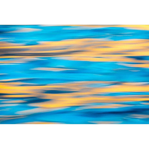 Washington State-Seabeck Blue and gold reflections on Hood Canal  Black Modern Wood Framed Art Print with Double Matting by Jaynes Gallery