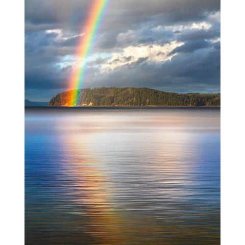 Washington State-Seabeck Rainbow over Hood Canal  Black Modern Wood Framed Art Print by Jaynes Gallery