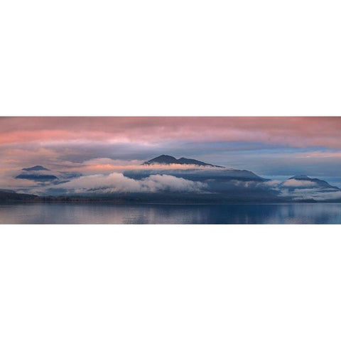 Washington State-Seabeck Panoramic of sunset over Hood Canal  Black Modern Wood Framed Art Print by Jaynes Gallery