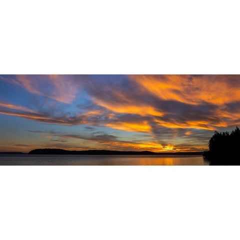 USA-Washington State-Seabeck Panoramic sunrise over Hood Canal Black Modern Wood Framed Art Print by Jaynes Gallery