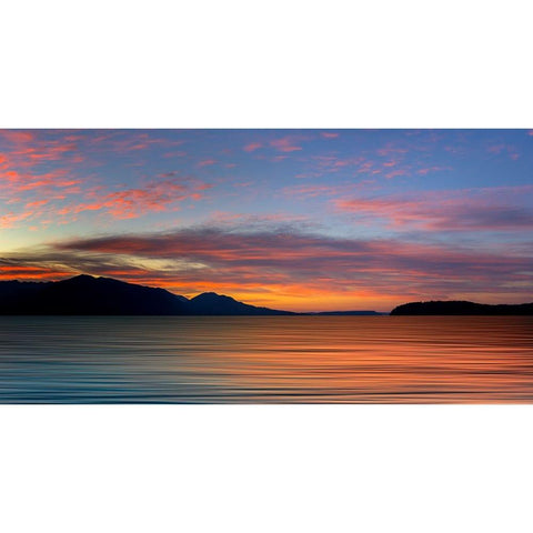 USA-Washington State-Seabeck Composite panoramic sunset over Hood Canal Black Modern Wood Framed Art Print by Jaynes Gallery