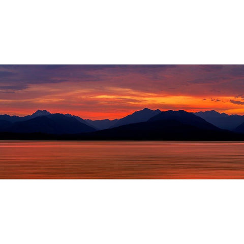 USA-Washington State-Seabeck Composite panoramic sunset over Hood Canal Black Modern Wood Framed Art Print with Double Matting by Jaynes Gallery